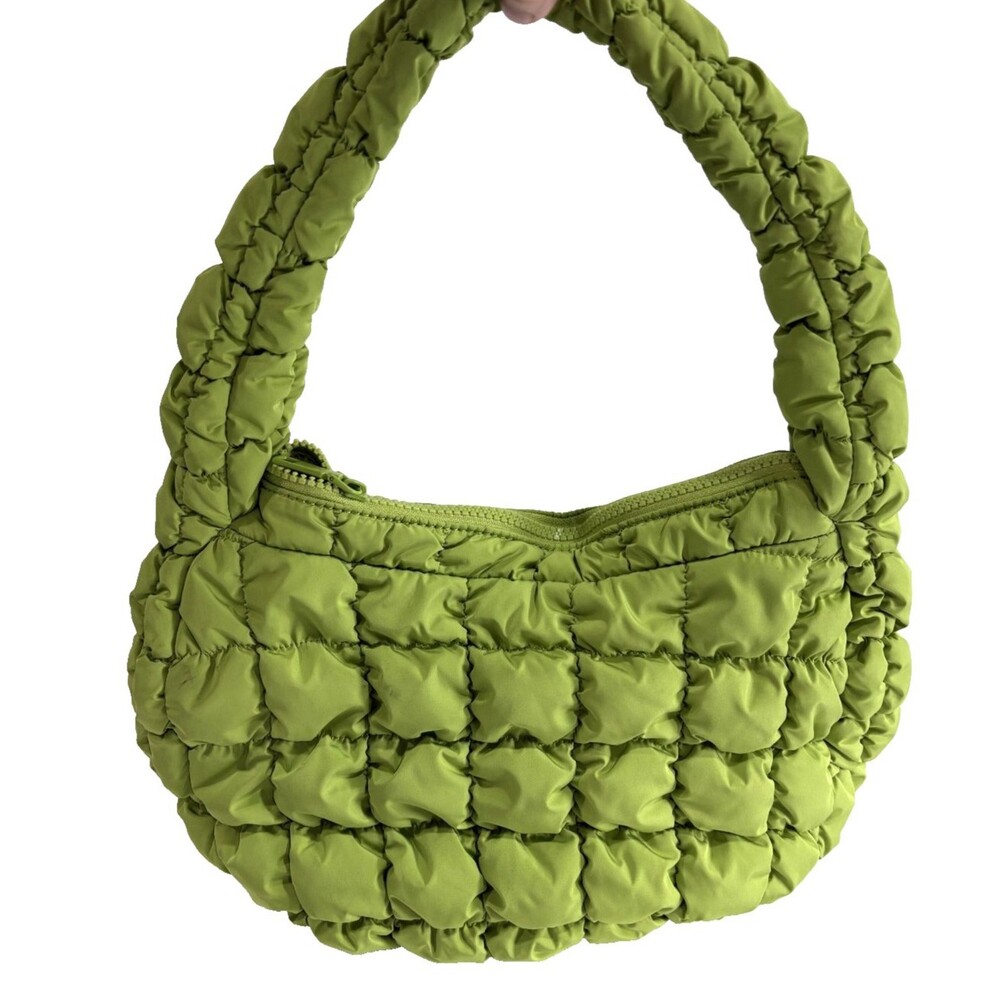 MMS Design Women's Vibrant Green Nylon Shoulder Puffer Bag Purse Water resistant